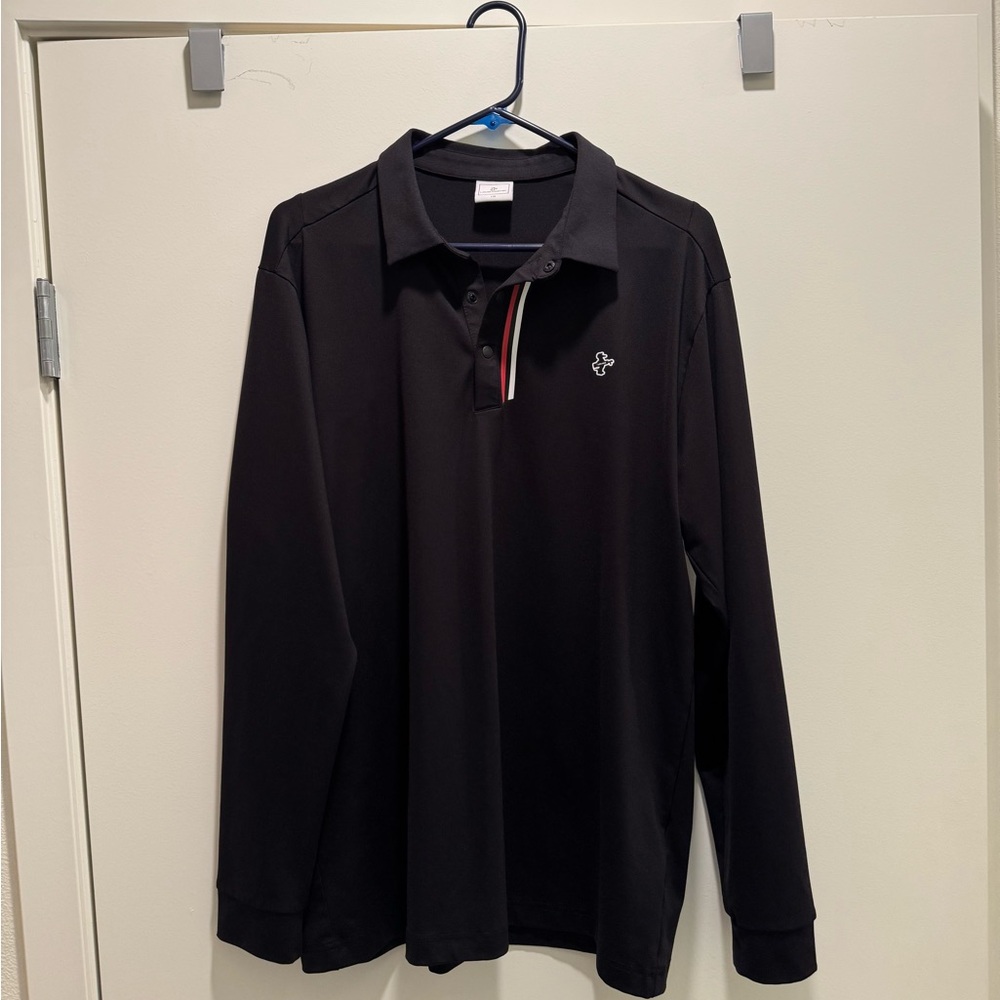 Louis Castel Black Long Sleeve Golf Polo